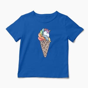 Tricou Con de Unicorn - Copii-Albastru Regal